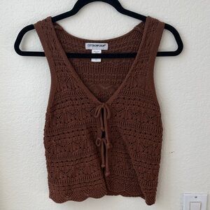 Cotton Emporium Chocolate Crochet knit vest